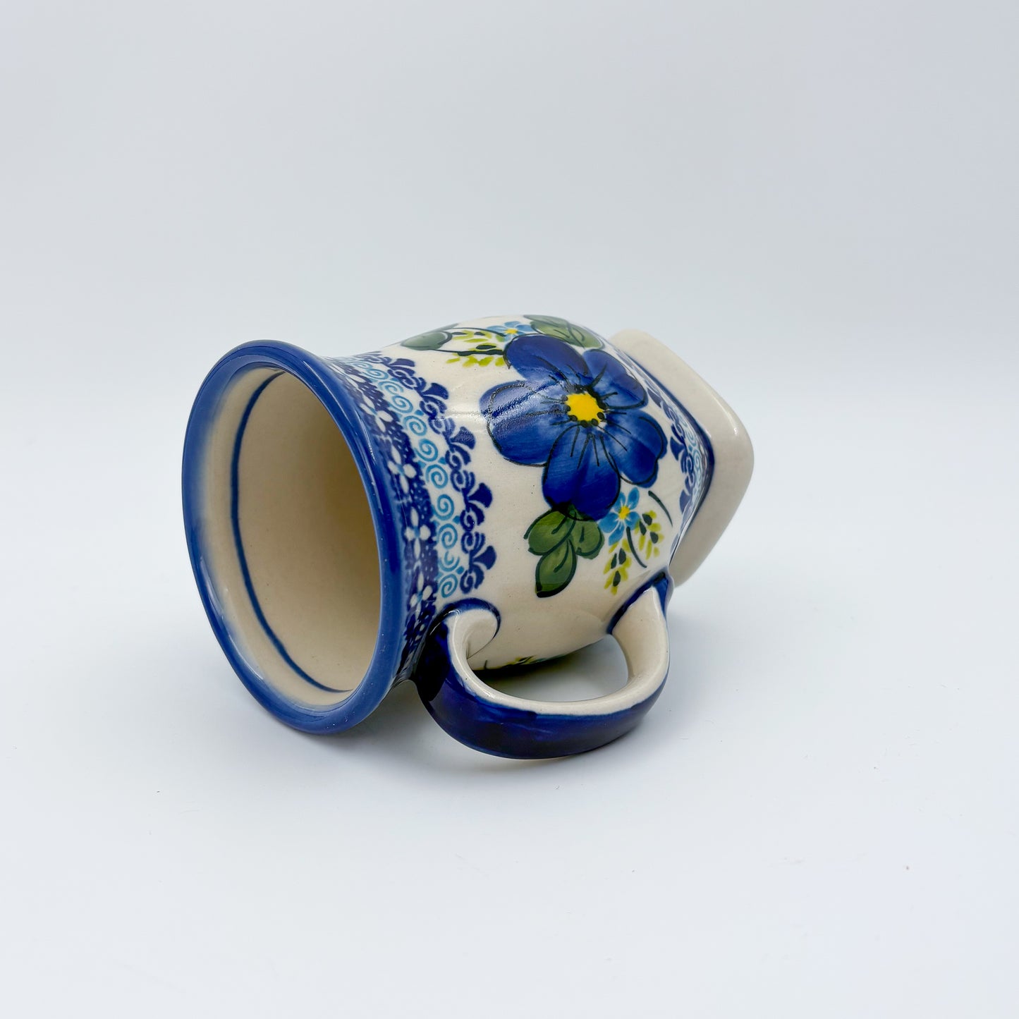 Tulip Mug 10oz. Handcrafted Polish pottery stoneware:  UNIKAT Blue Poppy