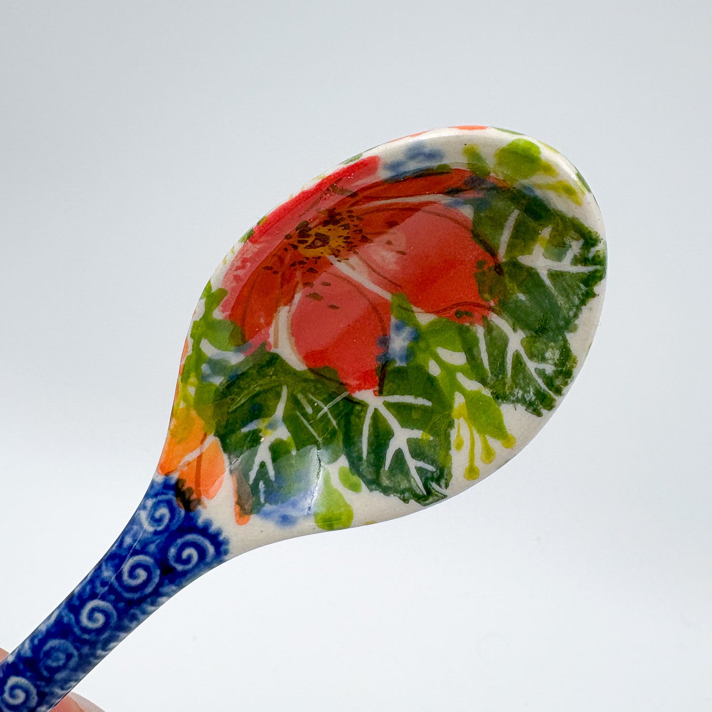 Spoon Lg 8”.  Handmade Polish pottery. UNIKAT Scarlet Fields