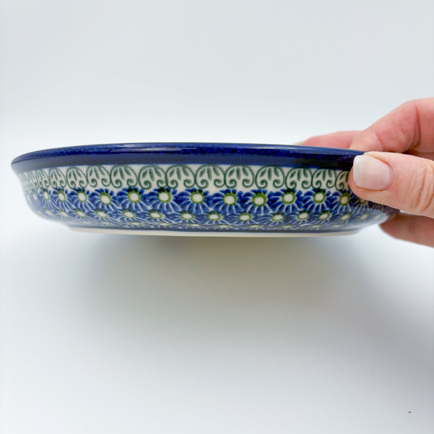 9" Divided Platter  Hand crafted Polish pottery stoneware: UNIKAT Floral Garden Design