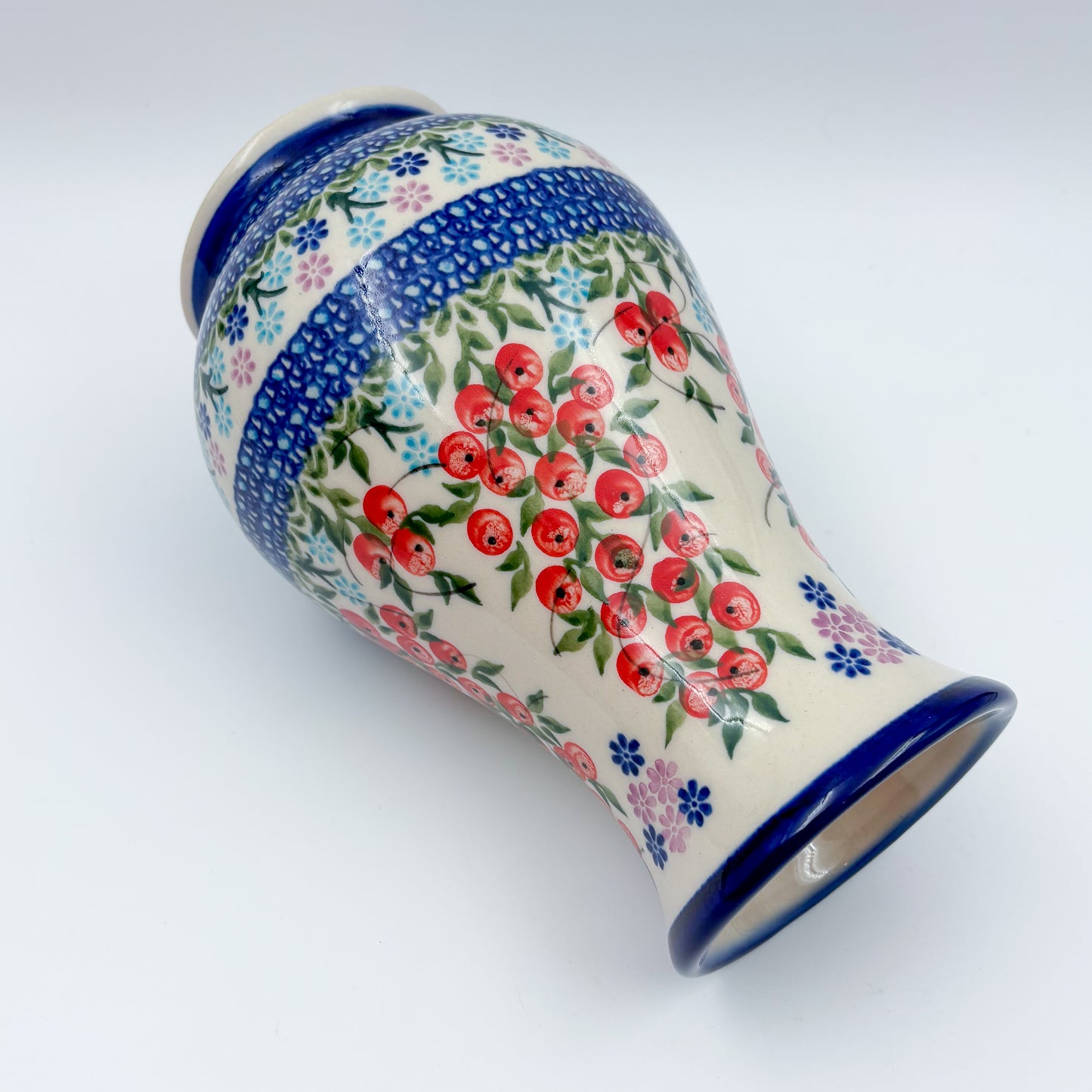 Vase 9”. Handmade Polish pottery.  UNIKAT Red Berry