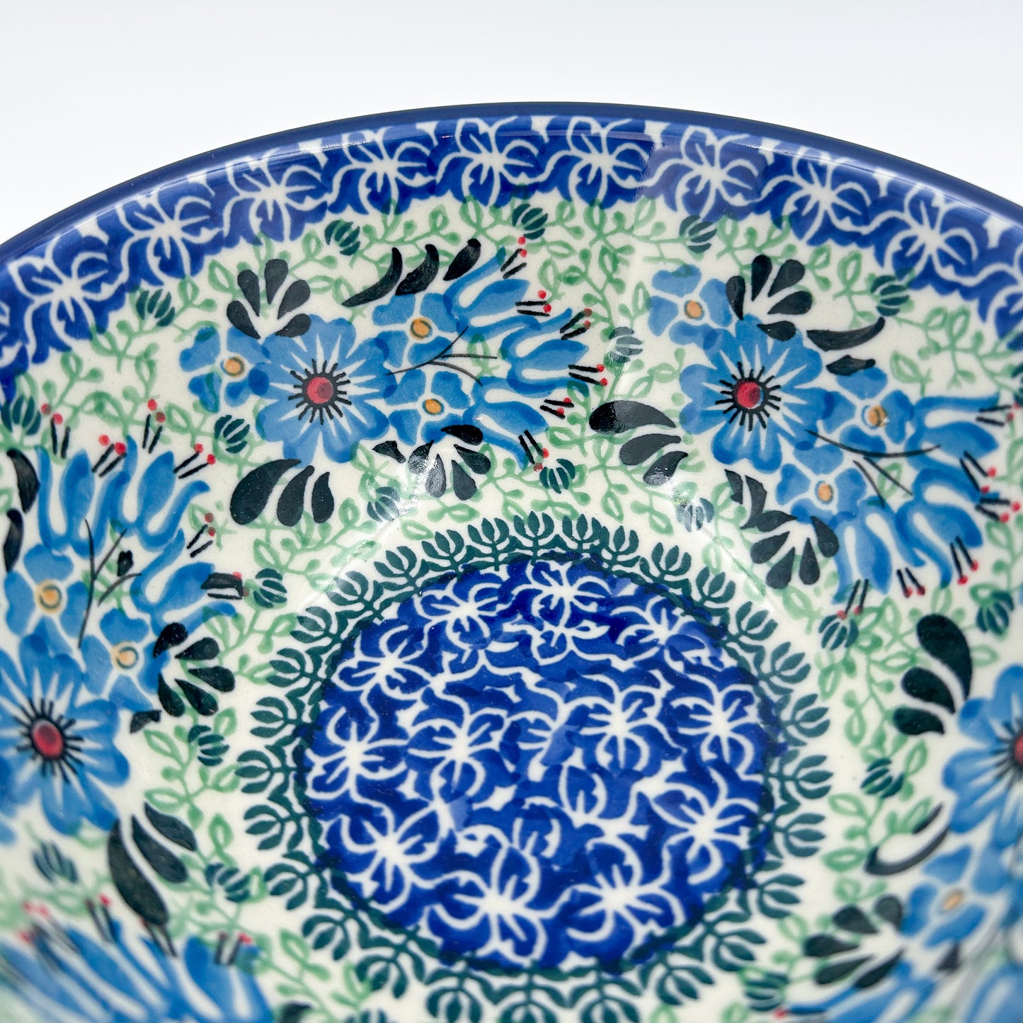 Polish pottery 6.” Bowl in the UNIKAT Windswept Blues pattern.
Ceramika Artystyczna Company