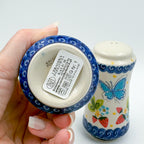 5” Salt and Pepper Shakers.  Handmade Polish pottery.  UNIKAT Strawberry Fields