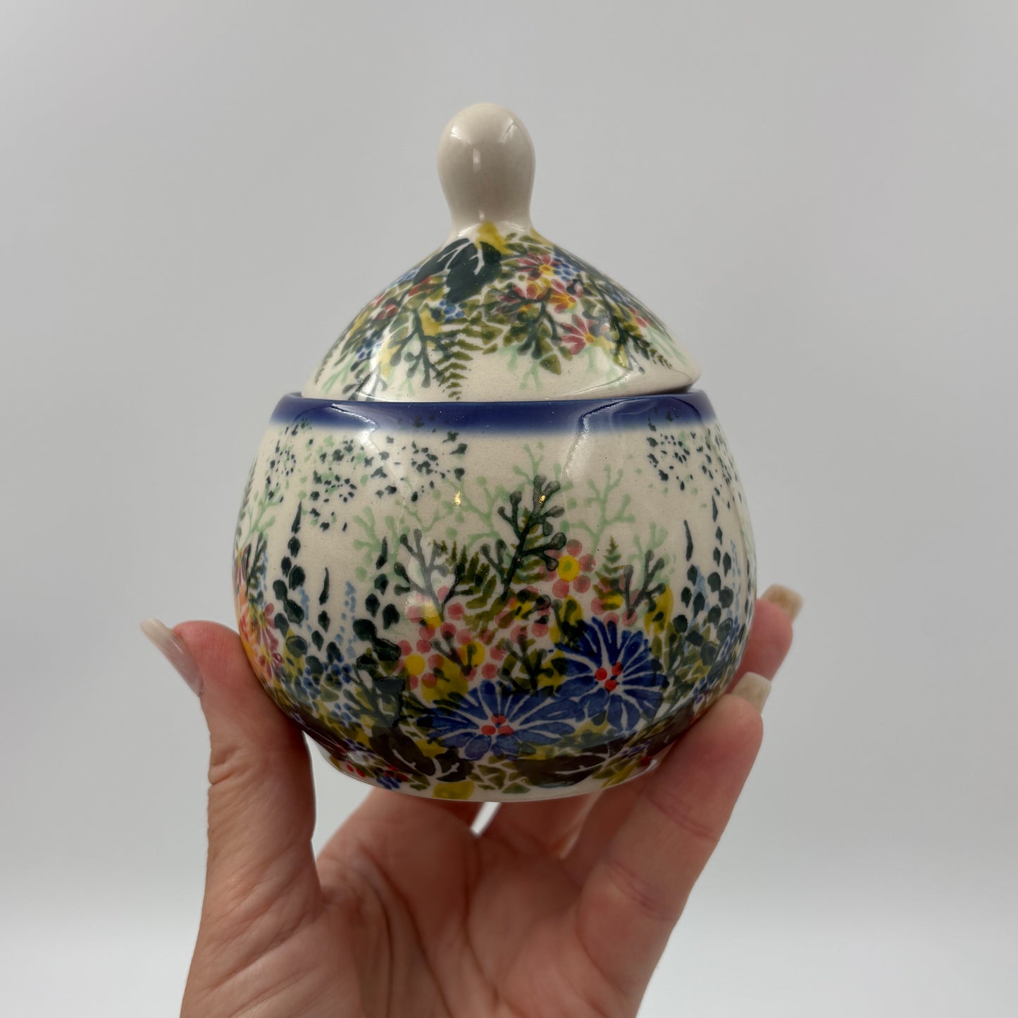 6oz. Sugar Bowl.  UNIKAT Wild Fern Bouquet Design