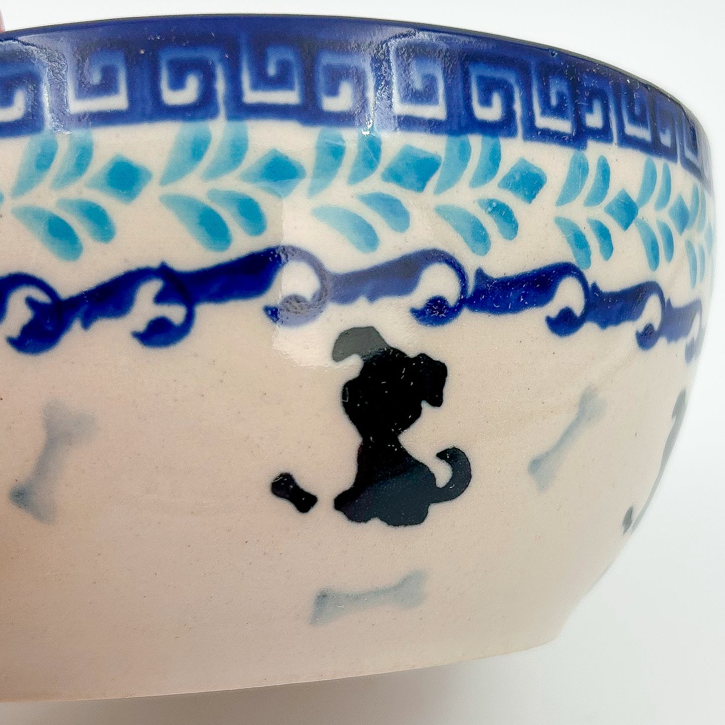 5” Puppy Bowl.  Hand crafted Polish pottery stoneware:  Puppy Pleasure