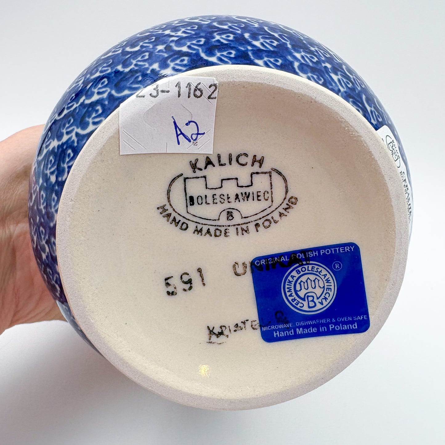 Vase 9”. Handmade Polish pottery.  UNIKAT Tulip Fields