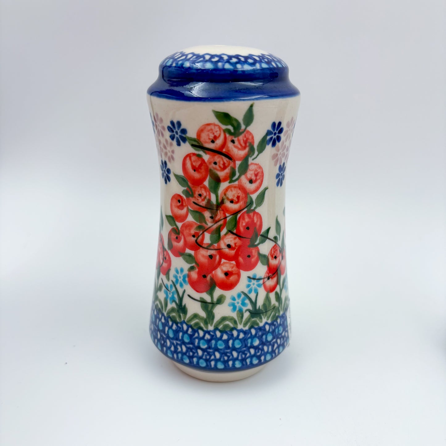 5” Salt and Pepper Shakers.  Handmade Polish pottery.  UNIKAT Red Berry