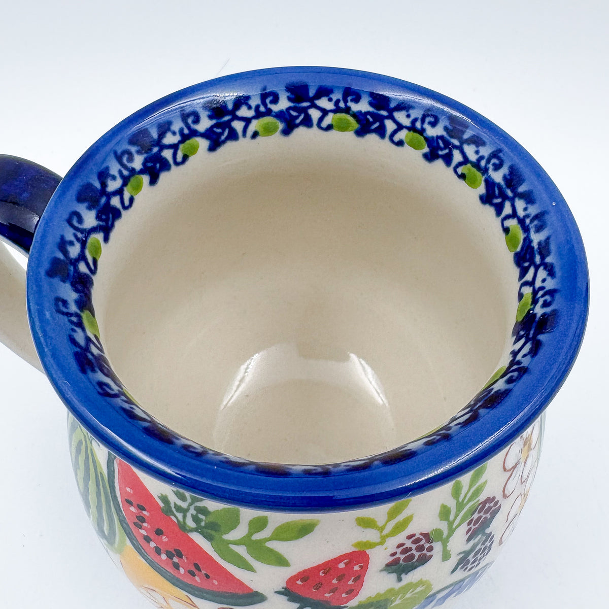 10 oz Bubble Mug. Handcrafted Polish pottery stoneware:  UNIKAT Fruit Basket