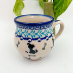 8 oz Puppy Bubble Mug. Handcrafted Polish pottery stoneware: Puppy Pleasure Pattern