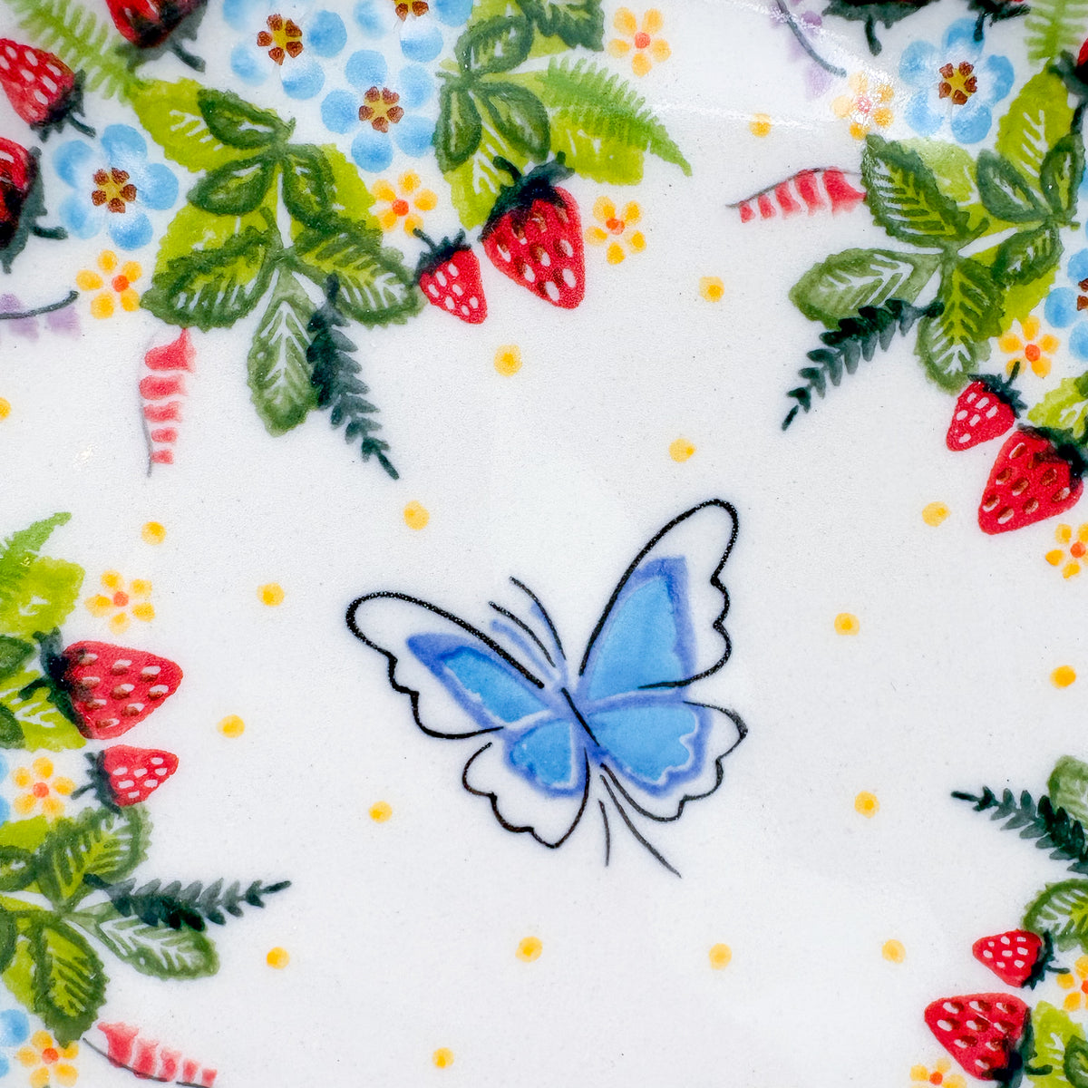 10.2” Plate.  Hand crafted Polish pottery stoneware: UNIKAT Berry Patch