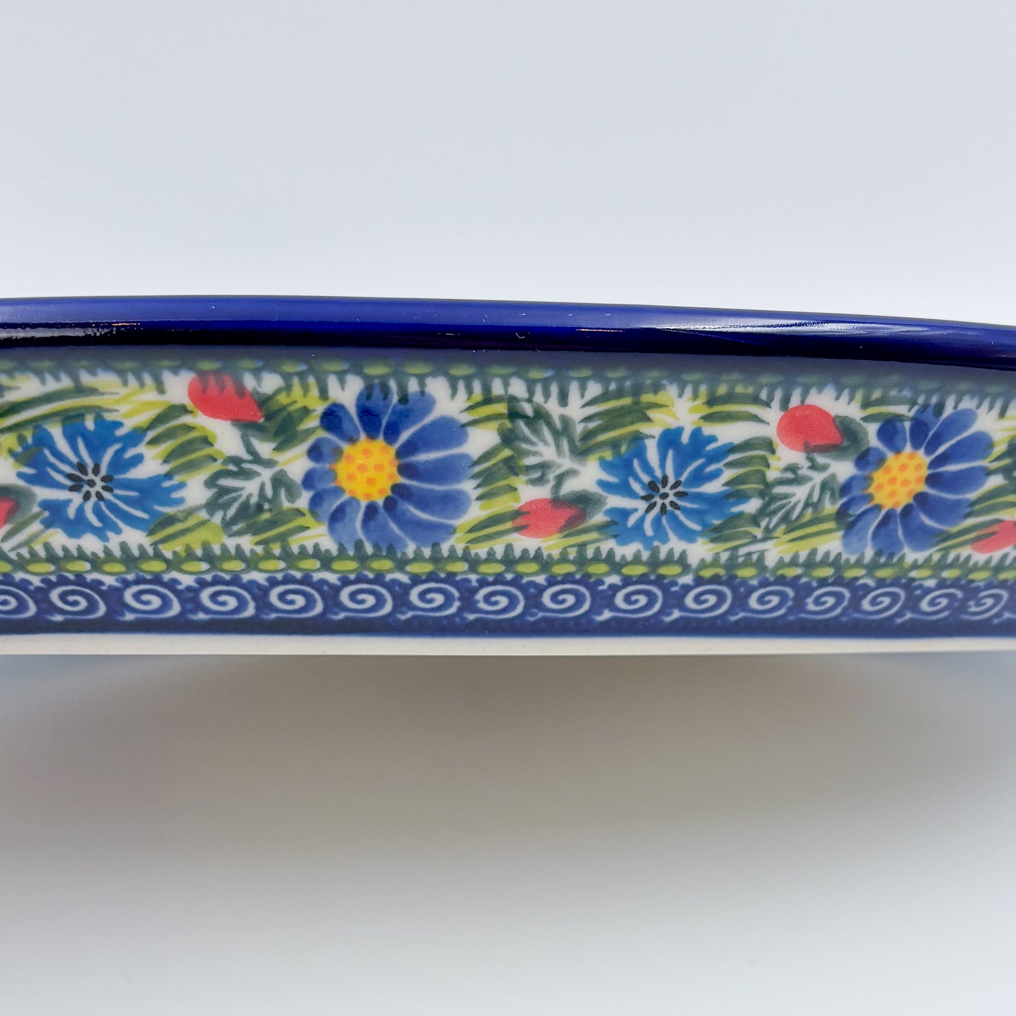 14" Oval Platter  Hand crafted Polish pottery stoneware: UNIKAT Garden Poppy Design