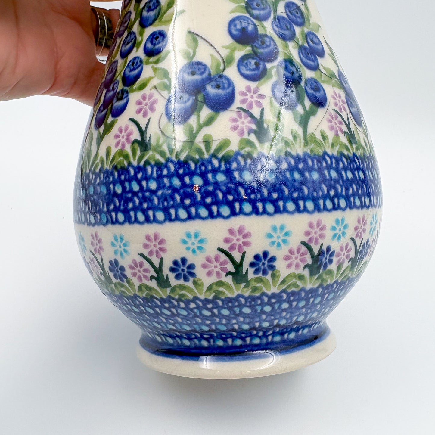 Vase 9”. Handmade Polish pottery.  UNIKAT Blueberry