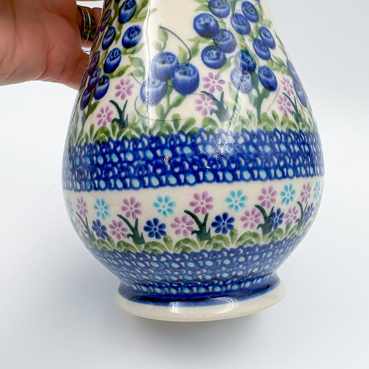Vase 9”. Handmade Polish pottery.  UNIKAT Blueberry