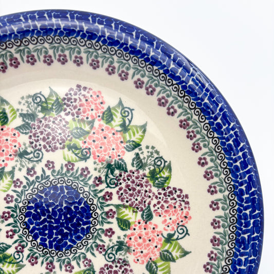 10.35” Plate.  Hand crafted Polish pottery stoneware: UNIKAT Happy Hydrangea