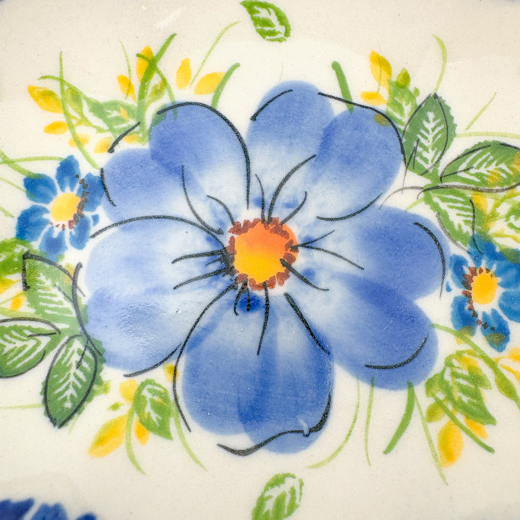 5" Soap Dish.  Handmade Polish pottery.  UNIKAT Pansy Delight Design