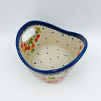 Basket Container Small.  Handmade Polish pottery.  UNIKAT Cherry Blossom Design