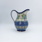 37 oz. Pitcher.  Hand painted Polish pottery stoneware.  UNIKAT Floral Garden
