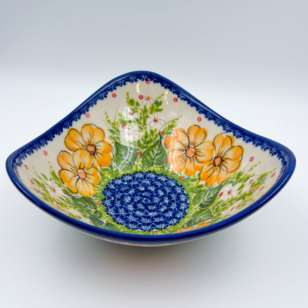 Orange Poppy 3-point bowl on white background, straight-on front view