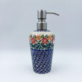 Soap Dispenser 8"  Handmade Polish pottery.  UNIKAT WIld Poppies
