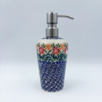 Soap Dispenser 8"  Handmade Polish pottery.  UNIKAT WIld Poppies