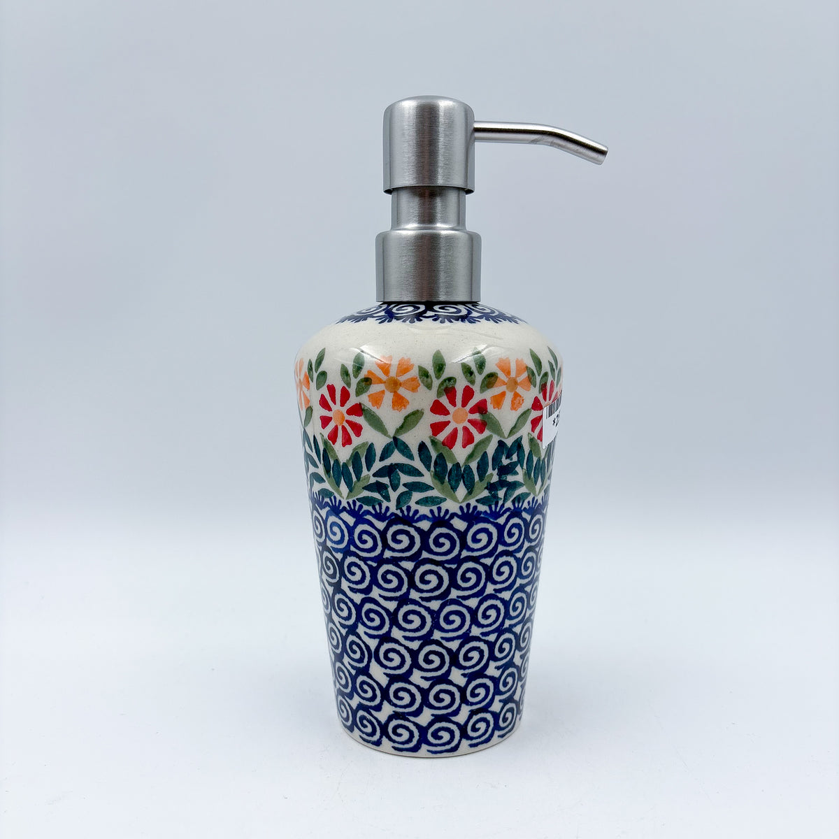 Soap Dispenser 8"  Handmade Polish pottery.  UNIKAT WIld Poppies