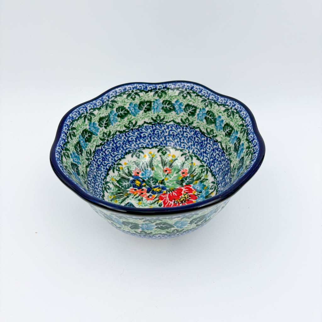 6" Scalloped Bowl.  UNIKAT Spring Floral Garland