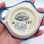 Teabag Holder.  Handmade Teapot Polish pottery.  UNIKAT Forget Me Not Pansy - Style 2