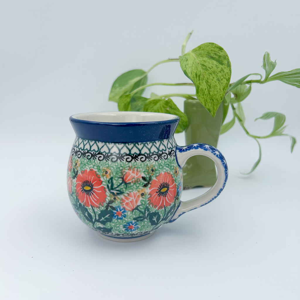 Poppy Parade bubble mug on white background, front view