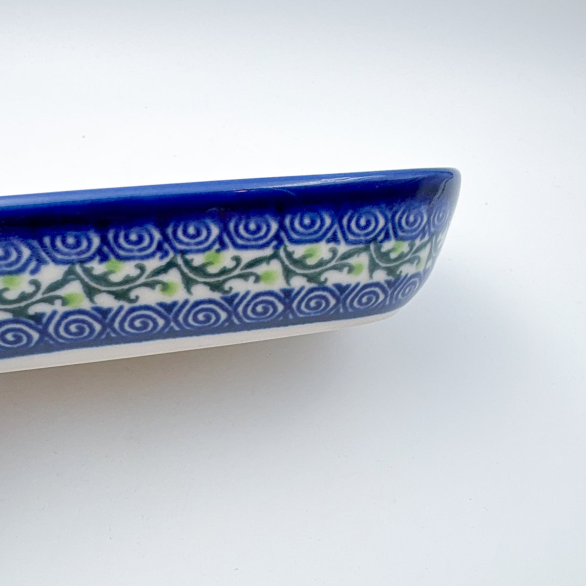 6" Butter Platter.  Handmade Polish pottery.  UNIKAT Whispering Ferns