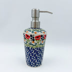Soap Dispenser 8"  Handmade Polish pottery.  UNIKAT Poppy Bouquet