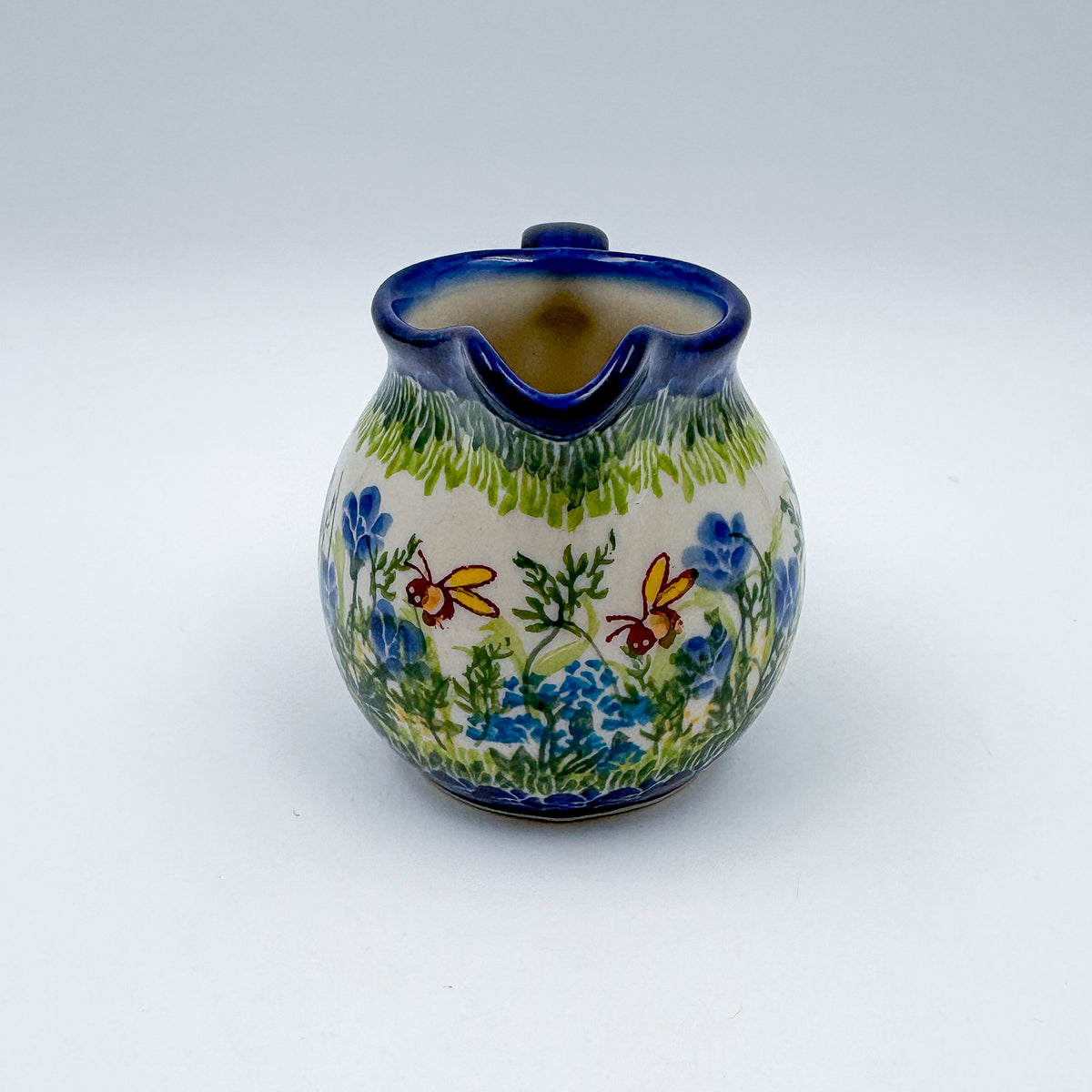 6 oz Kubus Creamer. Handcrafted in Poland UNIKAT Bluebell Meadow