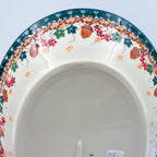 14.5" Oval Platter.  Hand crafted Polish pottery stoneware: UNIKAT Hedgehog and Pumpkins