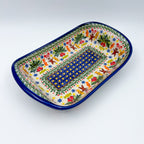 10" Boat Dish .  Hand painted Polish pottery stoneware.  UNIKAT Candyland