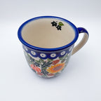Top-down view into Sunflower Meadow Viking mug showing interior and handle