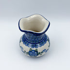 Vase Wavy 4”.  Handmade Polish pottery.  Blue Poppies
