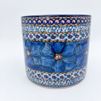 Utensil Jar 5”.  Handmade Polish pottery.  UNIKAT Cobalt Poppies