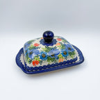Butter Dish Wide Handcrafted in Poland: UNIKAT Poppy Garden Bloom Design