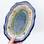 11" Oval Fala Platter  Hand crafted Polish pottery stoneware: UNIKAT Lavender