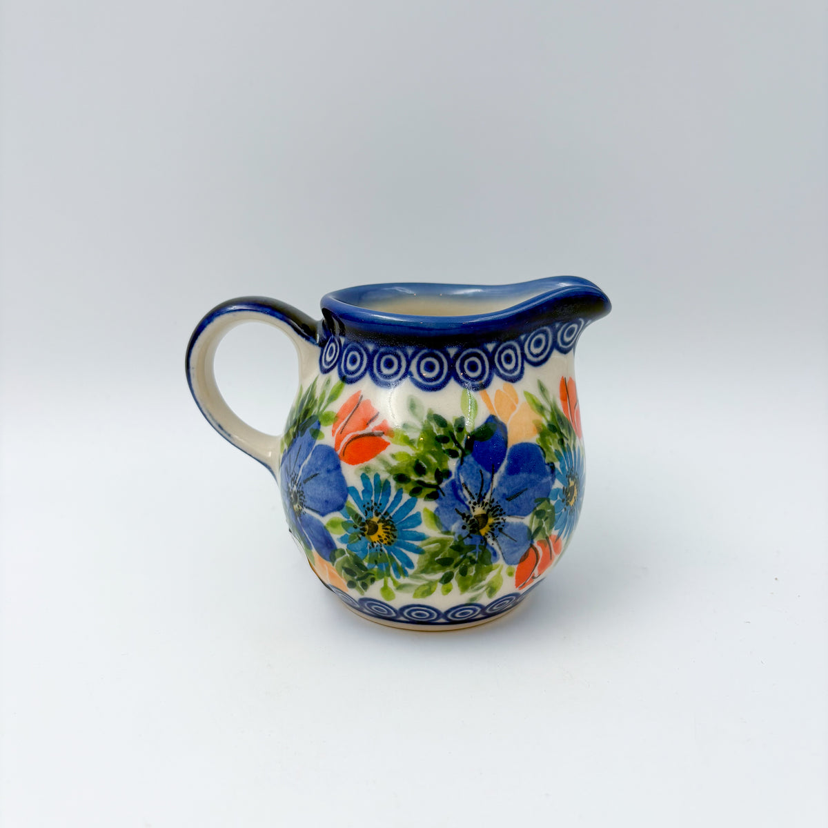 6 oz Kubus Creamer. Handcrafted in Poland UNIKAT Poppy Garden Bloom