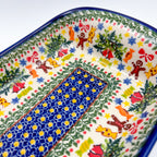 10" Boat Dish .  Hand painted Polish pottery stoneware.  UNIKAT Candyland