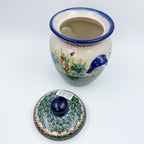 7" Lidded Jar.  Handmade Polish pottery.  UNIKAT Strawberry Fields