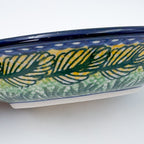 Soap Dish 6”.  Handmade Polish pottery.  UNIKAT Rooster Parade Design