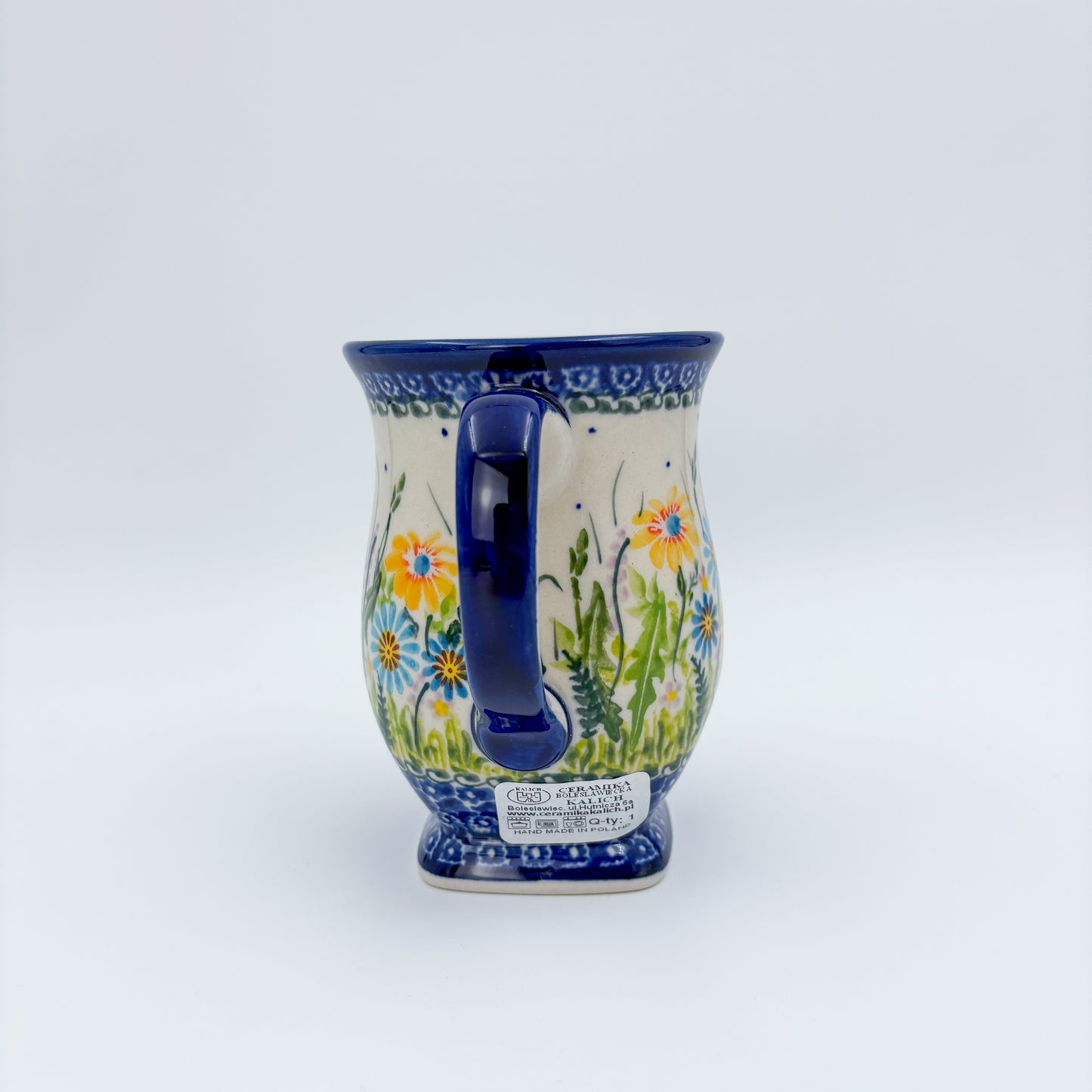 Tulip Mug 10oz. Handcrafted Polish pottery stoneware:  UNIKAT Wildflower Meadow Design
