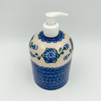 Soap Dispenser 7”.  Handmade Polish pottery.  Blue Poppies