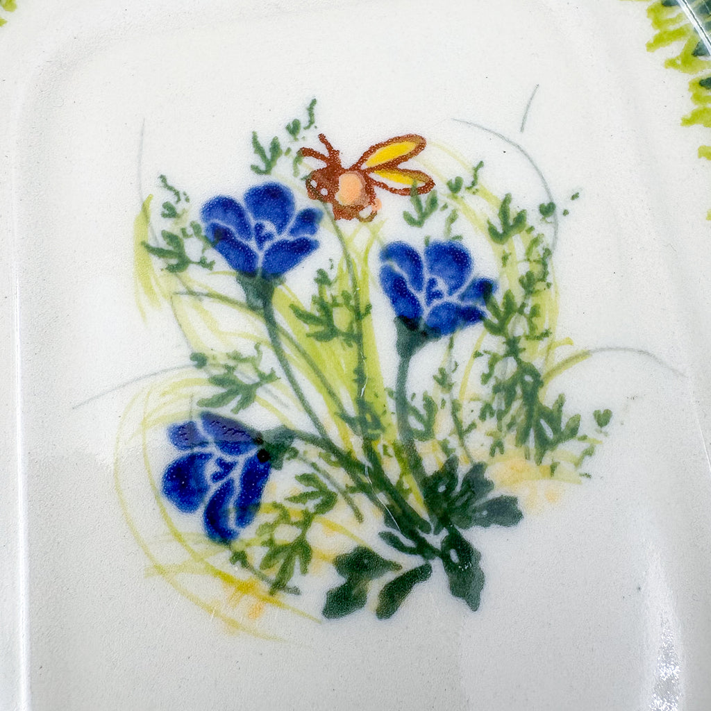 Butter Dish Oval: UNIKAT Bluebell Meadow Design