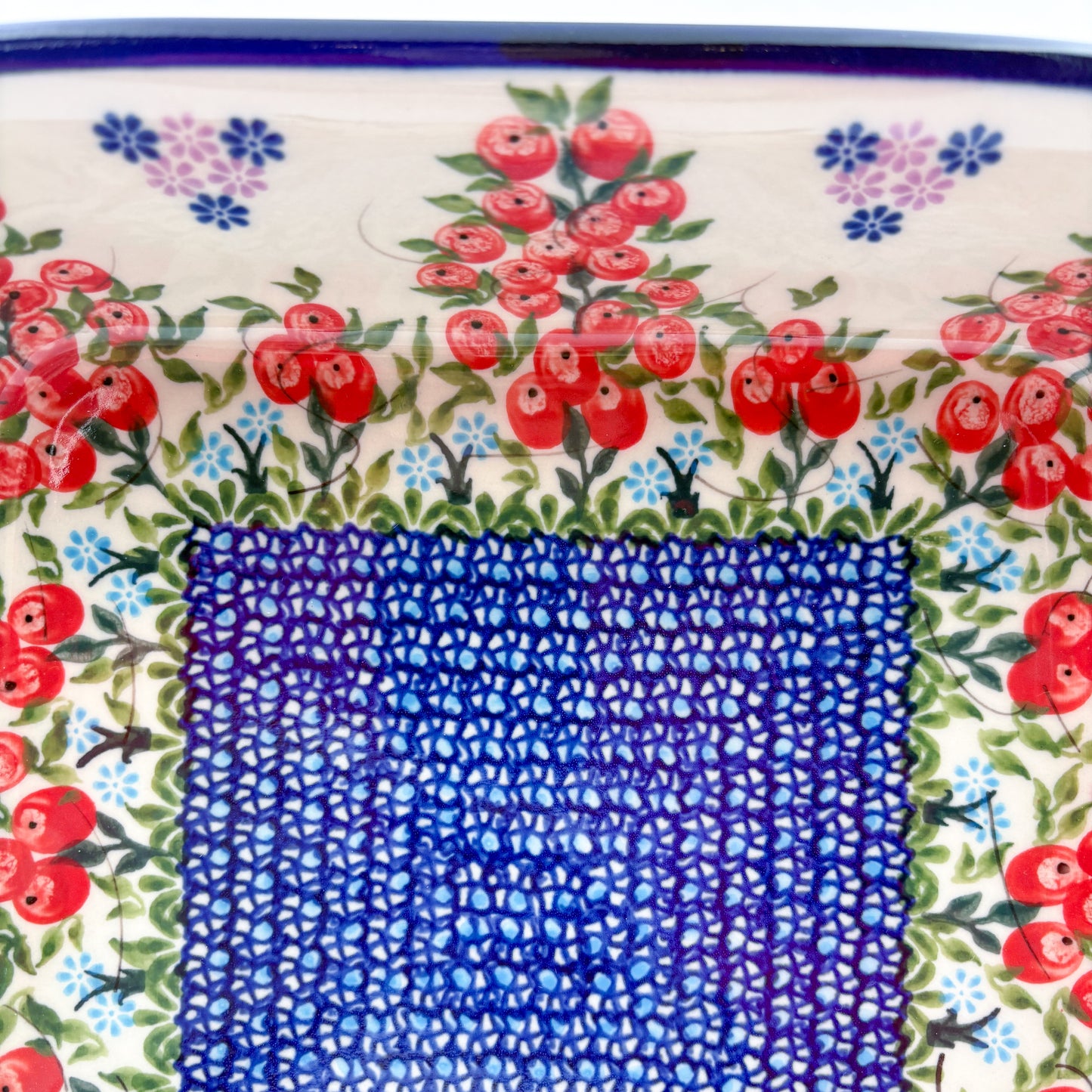 9” Lasagna Baker Handmade in Poland.  UNIKAT Red Berry Design