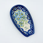 Spoon Rest 5”. Handmade Polish pottery.  UNIKAT Morning Glory