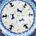 7.56” Dessert Puppy Plate.  Handmade Polish pottery.   Puppy Pleasure Design