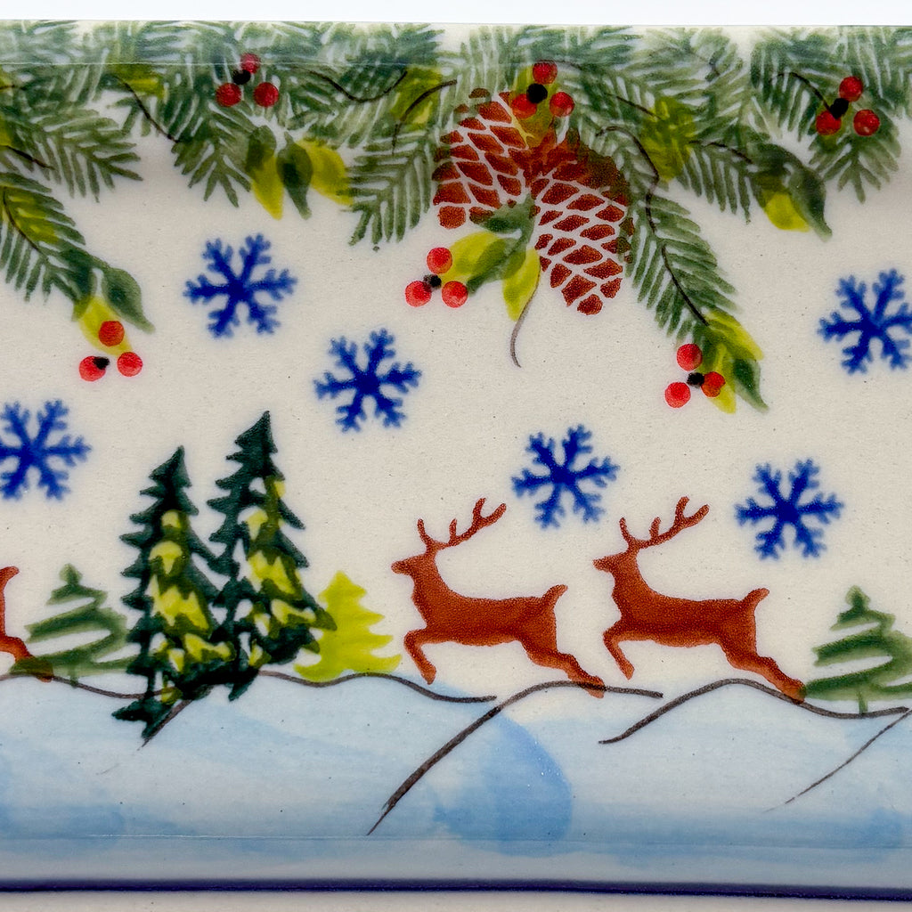 13” Meatloaf/Bread Baker Handmade in Poland.  UNIKAT Reindeer Bliss