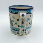 13 oz Mug. Handcrafted Polish pottery stoneware:  UNIKAT Winter Gnome Design