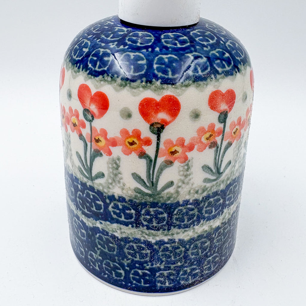 Soap Dispenser 5”.  Handmade Polish pottery.  Peach Spring Daisy Design
